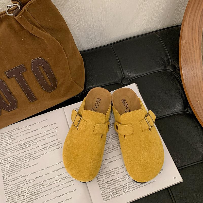 Baotou Half Slippers Women's Spring and Summer New Retro Versatile Single Shoes Large Size Lazy Outer Wear