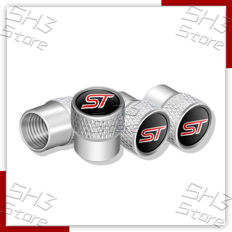 4Pcs ST Badge Car Wheel Tire Valve Caps Tyre Air Stem Airdust Waterproof Covers For Ford Focus MK2 MK3 MK4 Fiesta Kuga Mondeo