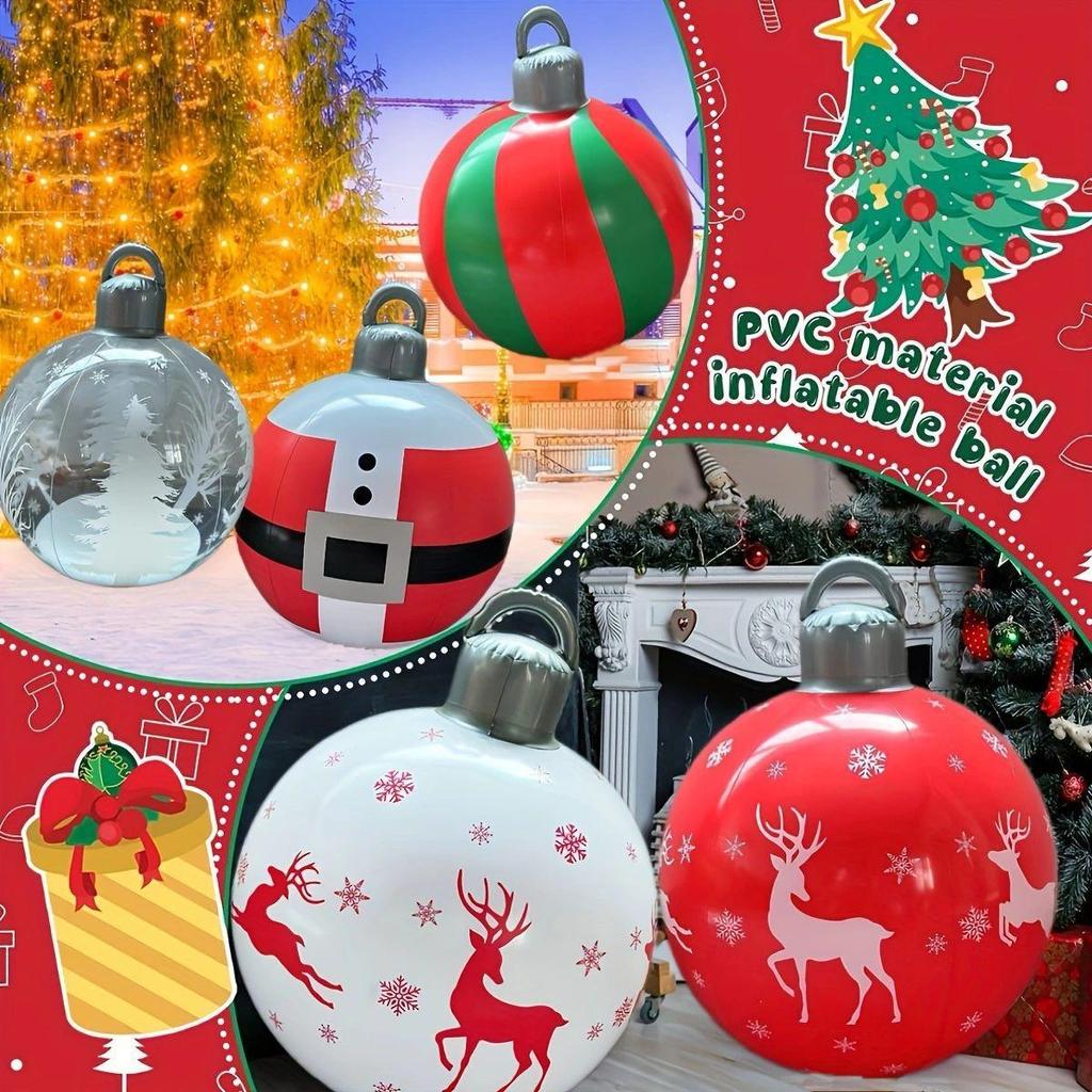 New Plastic Inflatable Christmas Ball - Holiday Decor Ball with Thickened Eco-Friendly PVC
