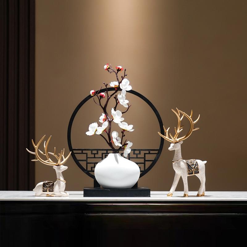 Plastic Creativity Ornament Courtyard Chinese Style Foyer Mini Decoration Vase Elegant Screen