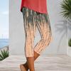 Womens Plus Size High Waist Capri Length Leggings Abstract Vertical Gradient Print Soft Stretchy Casual Workout Cropped Pants