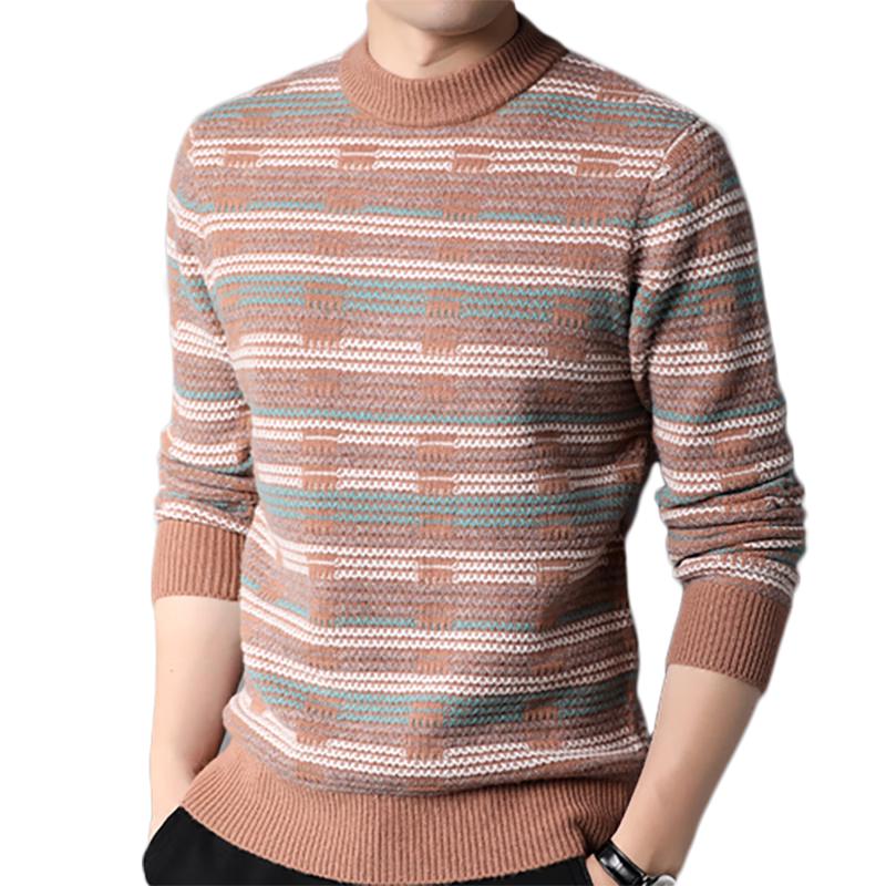 

ROMON Men s 100% Pure Wool Jacquard Stripe Pullover Sweater 3XL 190/104A