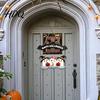 Festival Hanging Sign Happy Halloween Ghost Door Sign, Wooden Three Entrance Plaque Hanger, Front Wall Party Supplies Boxwood Pendant