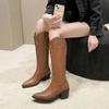 Fashion Female Shoes on Sale 2024 High Quality Sleeve Women Boots Winter Pointed Toe Solid High Tube Low Heels Large Size Fashion Boots