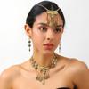 Tassel Pendant Necklace Earrings Hair Chain Set Forehead Chain Brow Center Pendant