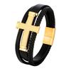 2026 Men's Cross Leather Rope Bracelet, Black Braided, Magnetic Buckle Fashion Trendy Men's Bracelet