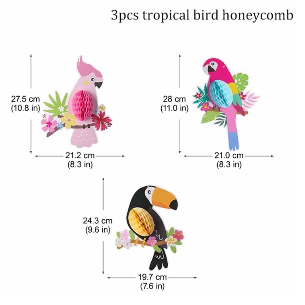Tiki Bar Paper Summer Hanging Parrot Honeycomb Tropical Birds Party Decoration Hanging Decorations