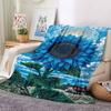 1pc Blue Sunflower Blanket - Lightweight Flannel Fleece with Digital Printing, Soft Warm for Sofa, Travel, Camping, Office yy251018251