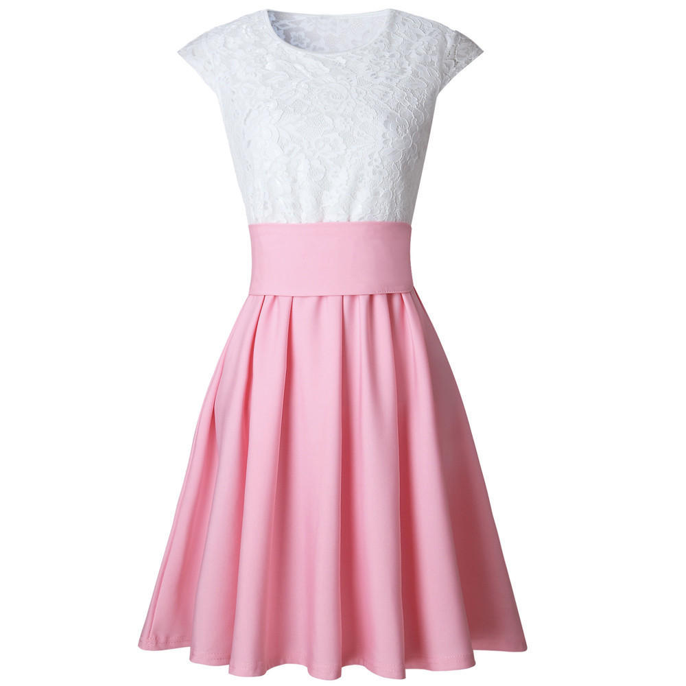 open lace back dress Floral Women Skater Dress - Summer Party Outfit main image 1