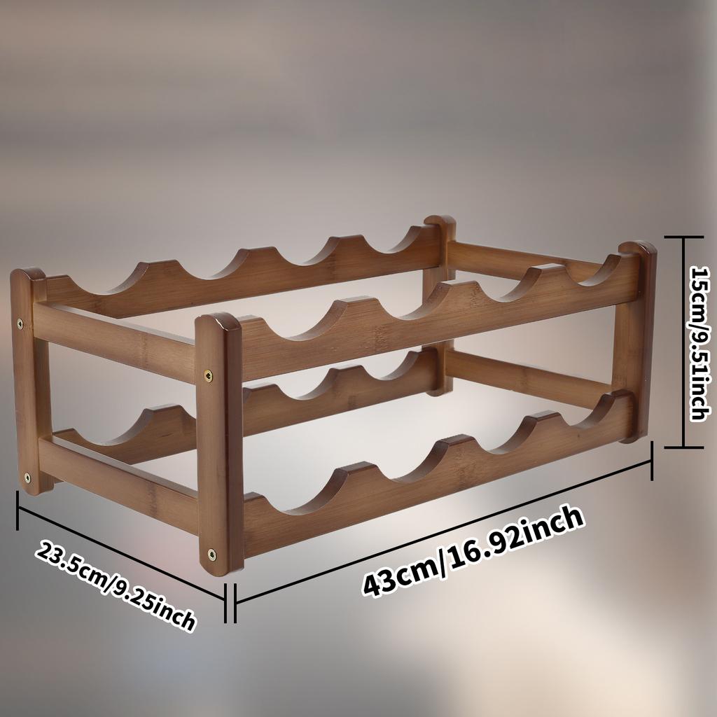 Wooden Wine Rack 2 Layer Wine Bottle Display Rack Non-slip Bottle Holders For Kitchen Pantry Bar Wine Cabinet Collection Display