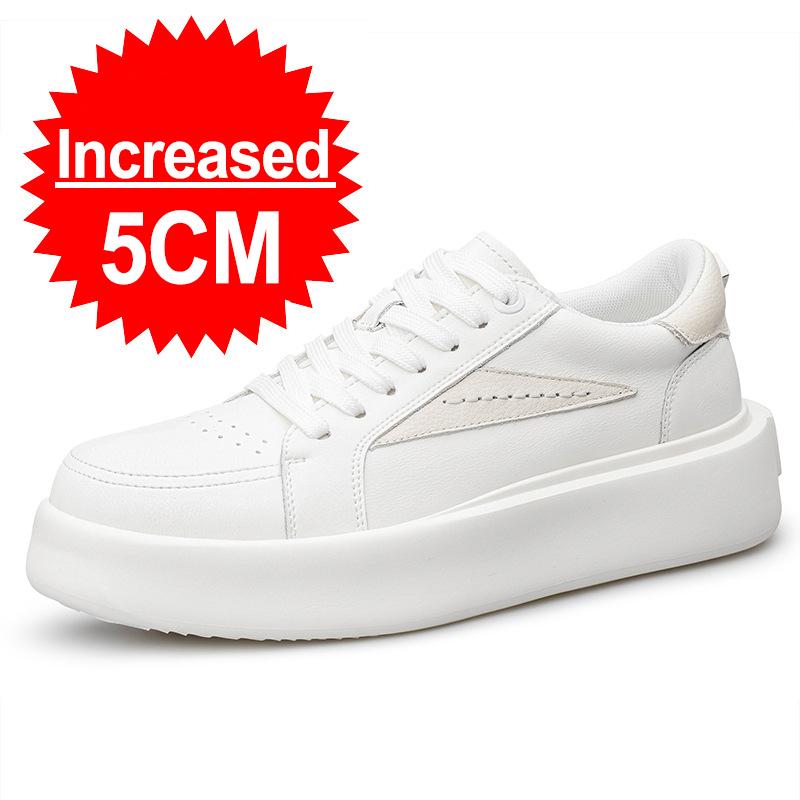 Summer Men Casual Elevator Shoes Head Layer Leather Shoes Invisible Increase 5CM Outdoor Leisure Non-slip Soft Not Tired Feet