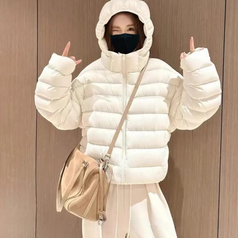 Womens Short Puffer Hooded Cotton Jacket Loose Warm Winter Casual Coat Petite Women 2026