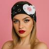 Hibiscus Butterfly Orchid Knitted Hairband Hollow Out Rhinestone Chain Headscarf  Men