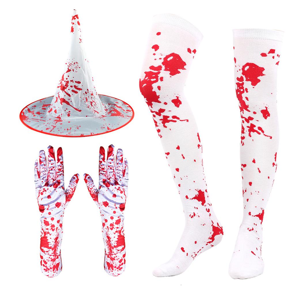 Splattered Blood Glasses Halloween Pointed Hat Bloody Gloves Stockings Decorative Glasses Halloween Costume Accessories