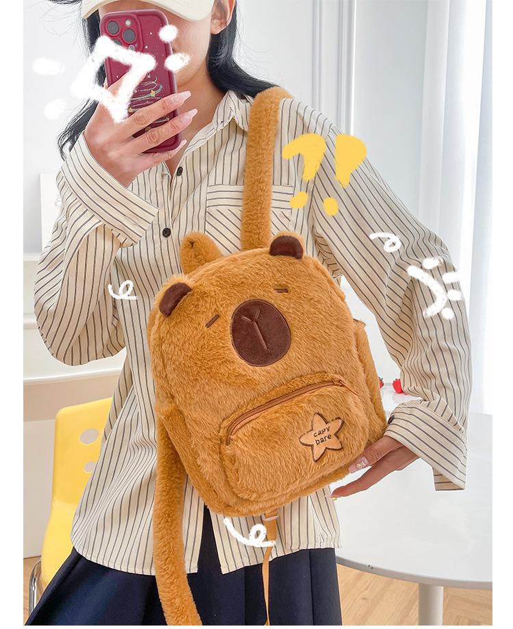 Capybara Plüsch Capybara Rucksack Tasche Niedlich Student Vielseitig Haartasche ins Soft Girl Aufbewahrung Kleiner Rucksack