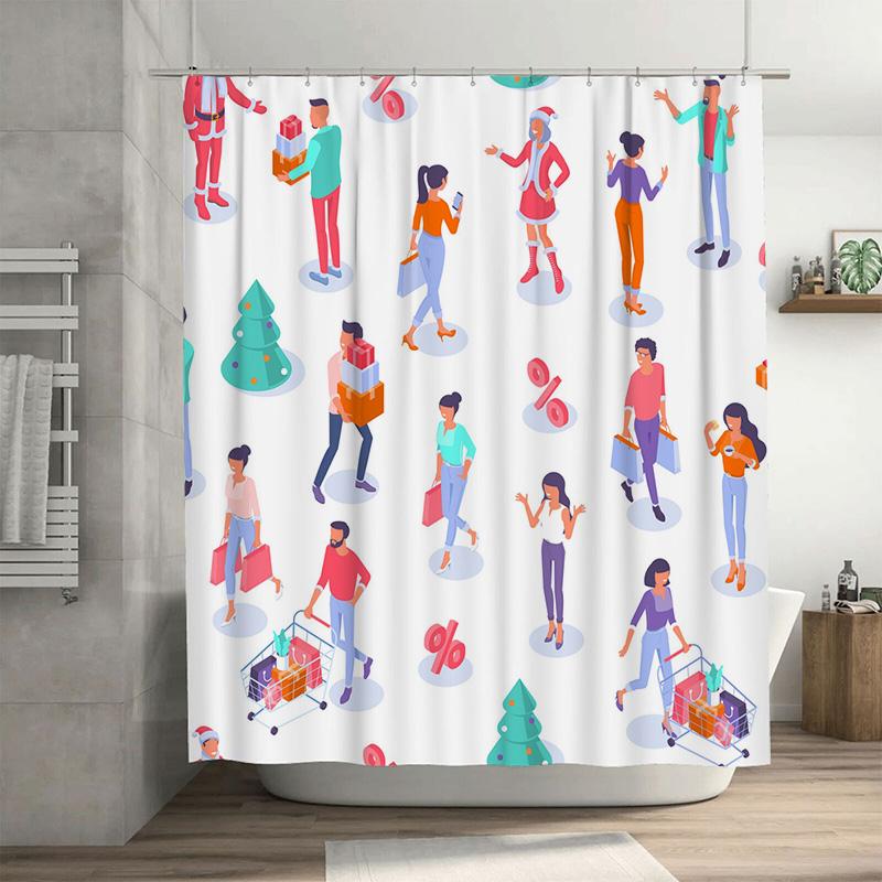 

Tu Shopping Lovers Shower Curtain Bathroom Decor Set Modern Art Home Textile Retail Therapy Gift Ideas Trendy Design Stylish Hom W60H190(CM)-1 Pcs