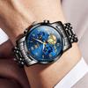 OLEVS Men's Watch Chronograph Analog Quartz Waterproof Black Blue