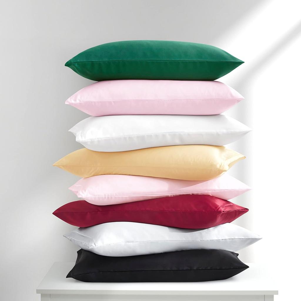 2PCS Satin Pillowcase Gifts Luxurious and Silky Throw Pillows with Envelope Closure 20x36 Inches Pillow Cover for Hair and Skin