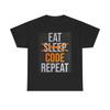 Herren- und Damen-T-Shirts Eat Sleep Code