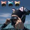 Bonnet de plongée Chapeau imperméable Casquettes de natation et de snorkeling Oreilles de chat Bonnet de plongée en néoprène 3 mm Casquette de combinaison humide avec mentonnières