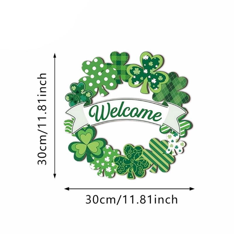 Shamrock Decoration Wooden Door Wreath For Patrick's Day Parties Irish Festival Spring Decoration Welcome Wall Sign