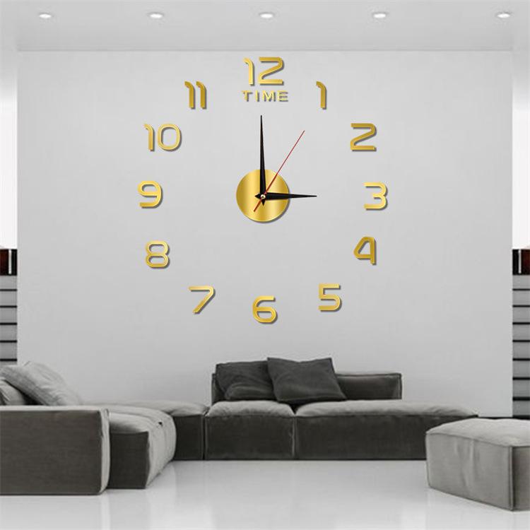 Large Creative Luminous Silent Clock Acrylic Number Decorative Wall Clock DIY Hanging Clock for Bedroom Simple Style