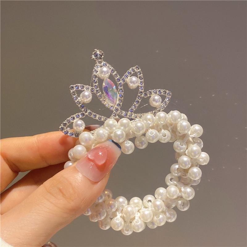 Pearl Princess Crown Hair Tie for Girls