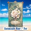 Floral Garden Theme Beach Towel Personalized Custom Name & Text Soft Quick Dry Beach Towel for Swimming Travel