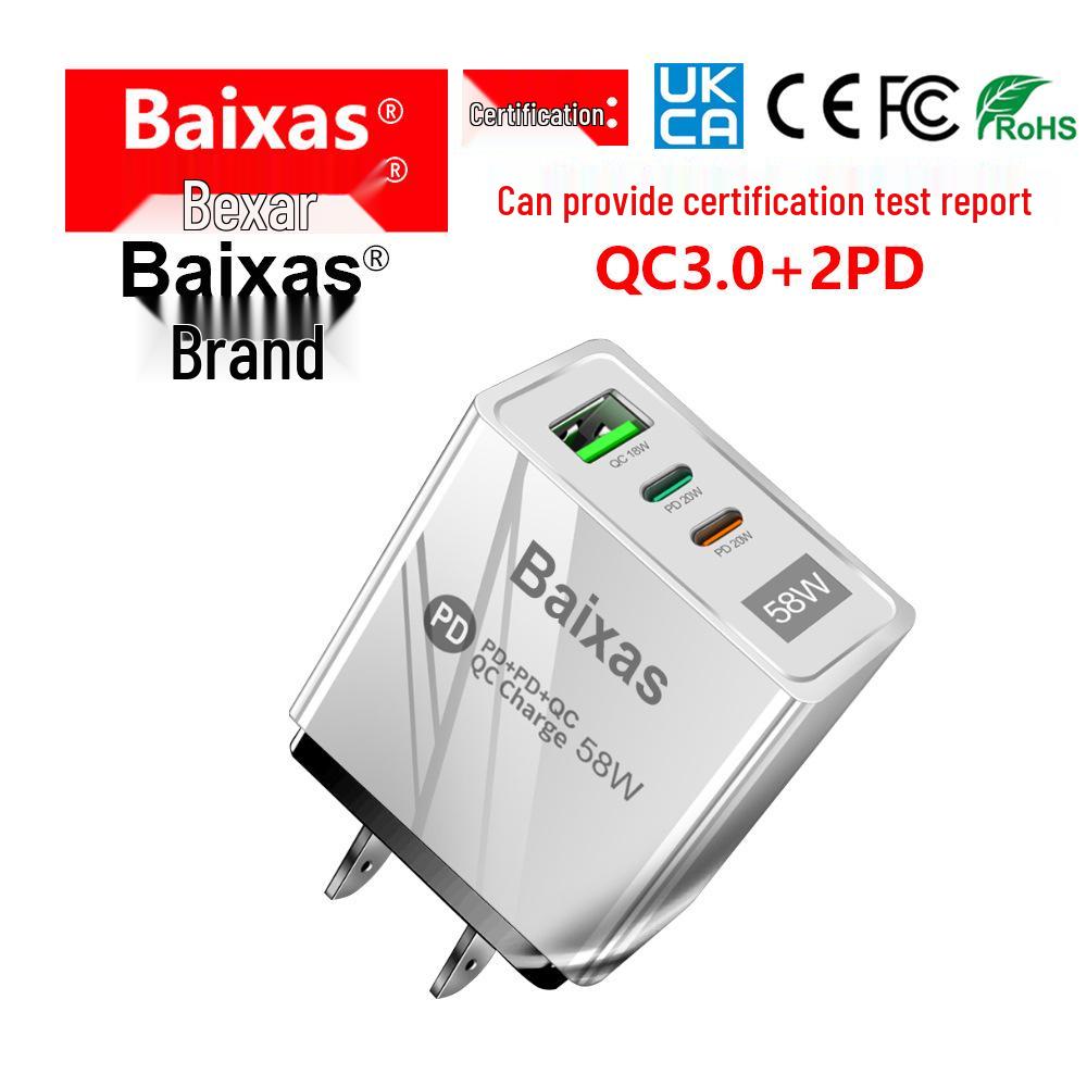 58W Dual Fast Charger with 2PD & QC3.0 for EU/US/UK