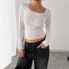 Women's Spring New U Neck Long Sleeve Lace Slim Top