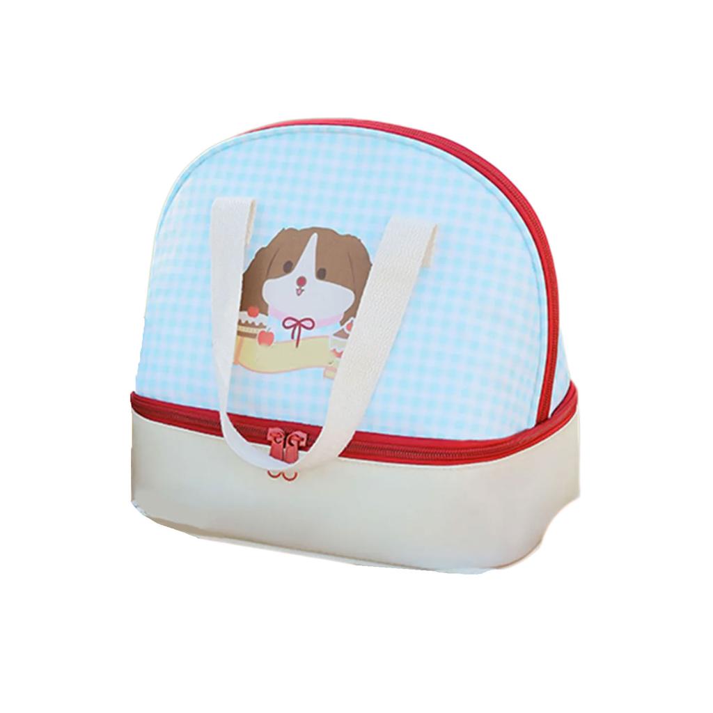 Cartoon Cats Lunch Bag with 2 Main Compartments Thermal Cooler Bag Lunch Case Insulated Bag Cooler Bag Lunch Box