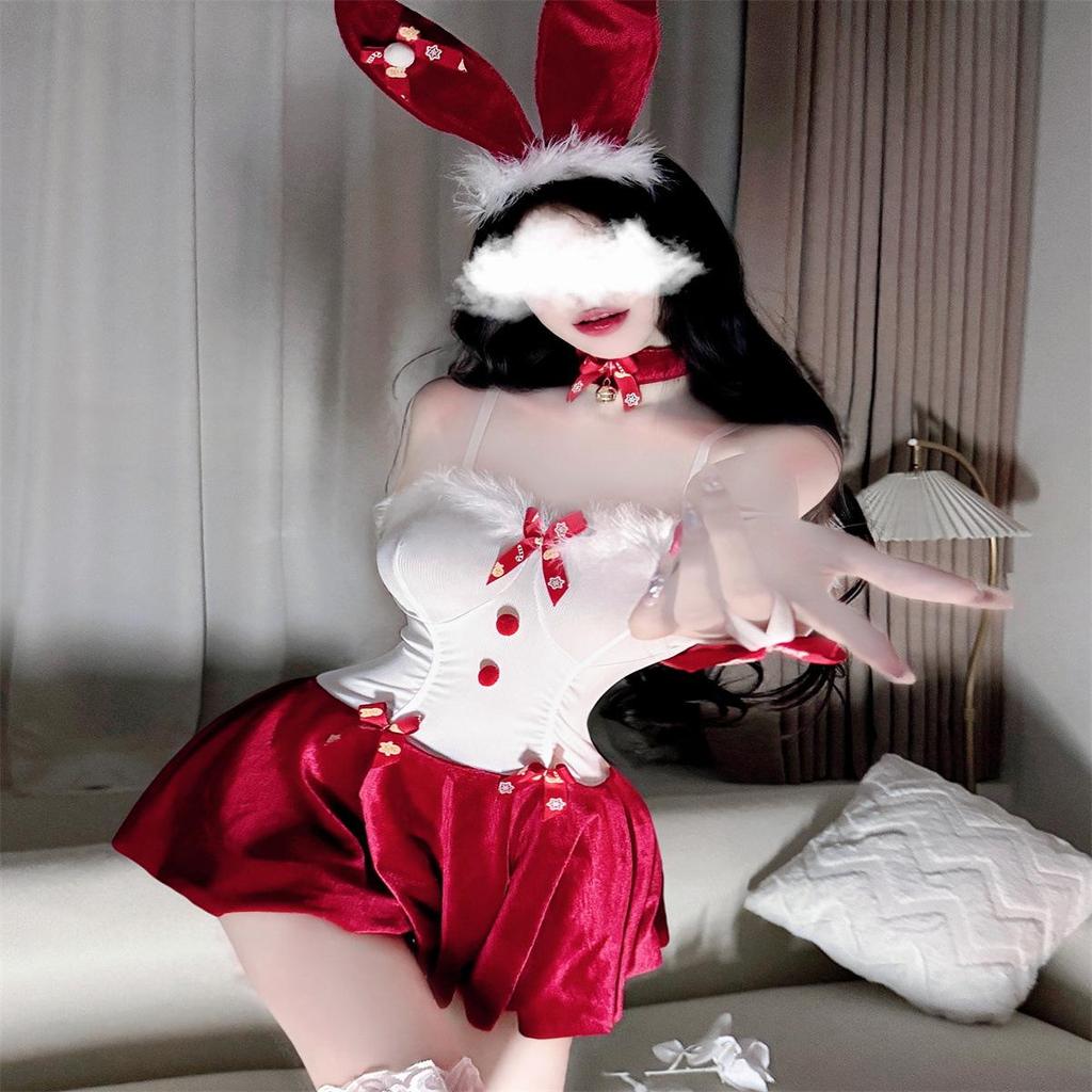 Seductive Christmas Lingerie: Sexy Bunny Girl, Cosplay Maid, Catwoman Bodysuit Set