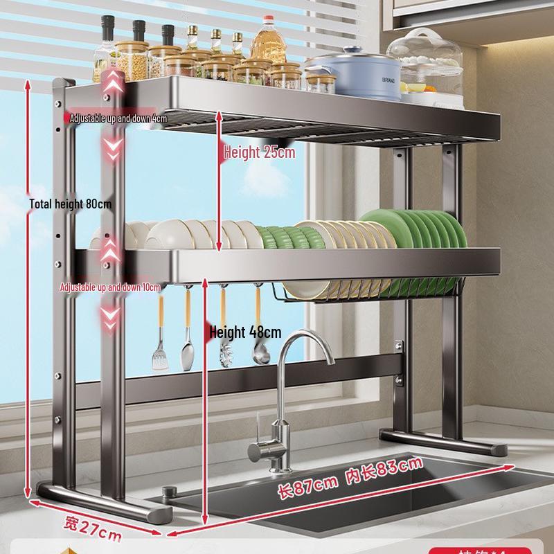 Danle Double-Layer Kitchen Sink Dish Drying Rack