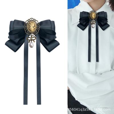 I -Remiel Black Beauty Head Papion Broșă pentru femeie Broșă Retro în stil colegiu britanic Arcuri Broșe pentru femei Accesorii pentru guler cămașă