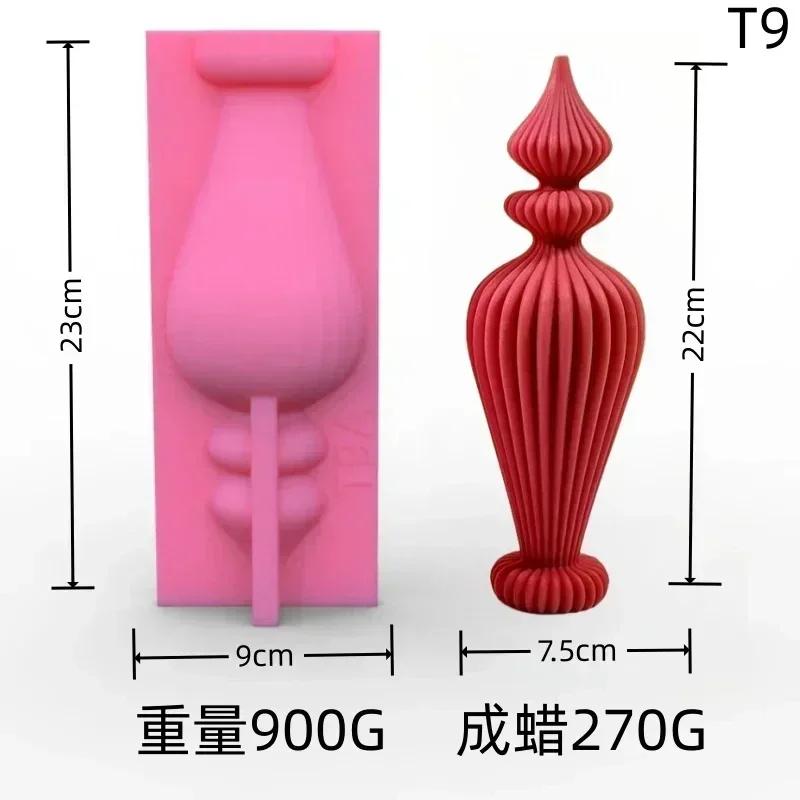 DIY Vase shaped Candle Silicone Mold Geometric Stripe Roman Cylinder Candle Mould Stripe Christmas Tree Cylinder Gypsum Molds