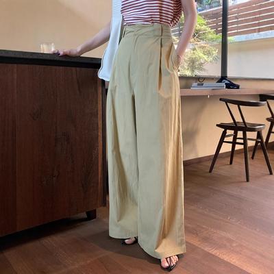Faul locker hohe Taille Falten gerade lässige Hose Damen