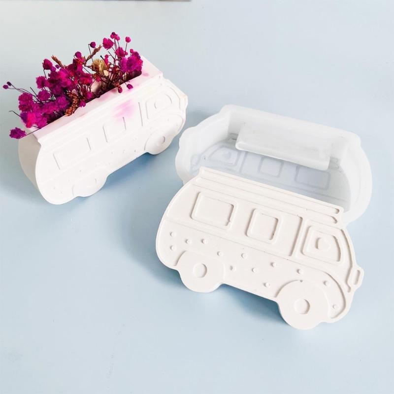 Bus Shape Flower Pots Molds Silicone Molds Plasters Molds Epoxy Resin Molds Castings Molds Succulents Plant Molds