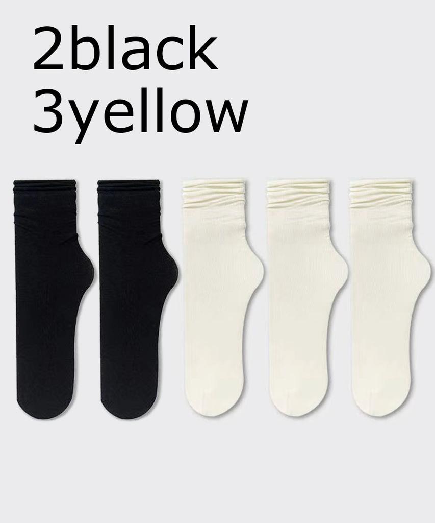 5/10 Pairs Ice Silk Women's Middle Tube Thin Socks Summer Cool Black and White Socks Ice Pile Ladies' Casual Socks