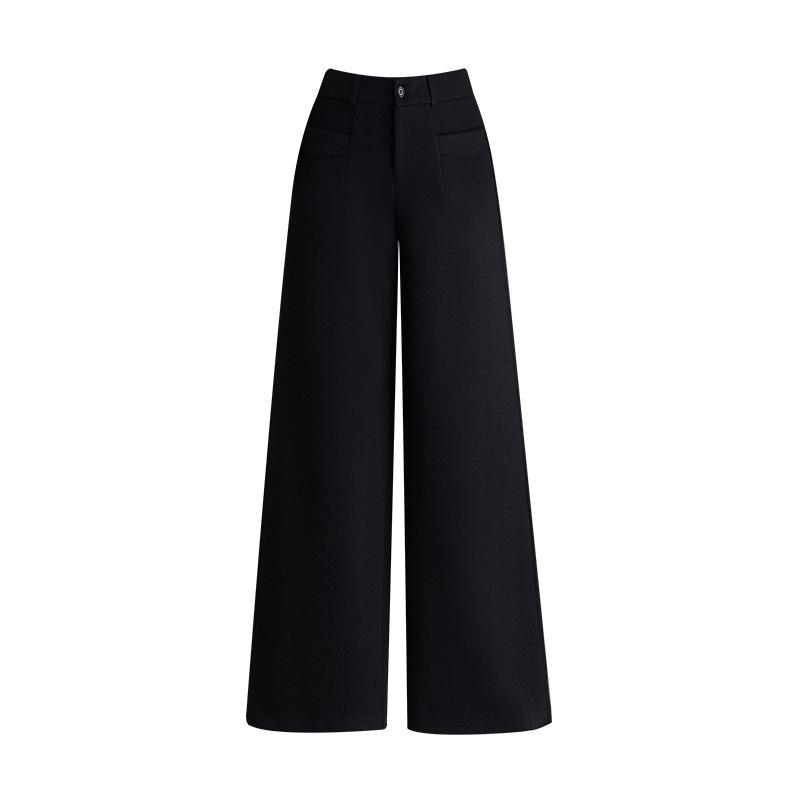 Women's Wool Blend High-Waisted Wide-Leg Pants - Autumn/Winter 2026 Fashion