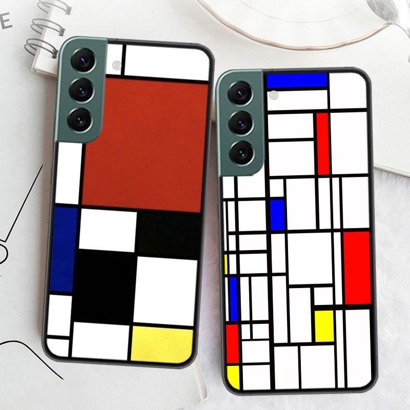 TOPLBPCS Mondrian Grid Phone Case For Samsung Galaxy S22 S25 Ultra S21 S10 Plus S26 Edge S20 S23 S24 FE Cover Silicone Soft