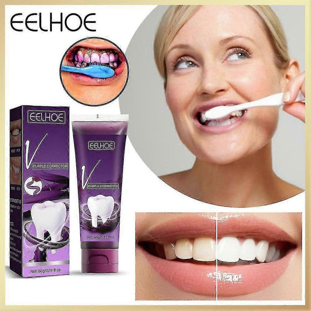 3PCS V34 Purple Toothpaste Mousse Teeth Cleaning Whitening Toothpaste Yellow Teeth Removing Tooth Stains Oral Cleaning Hygiene NEW