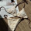 1011 Europejski i amerykański seksowny siatkowy patchwork bez pleców strój kąpielowy bikini bikini na sznurki z rozcięciem