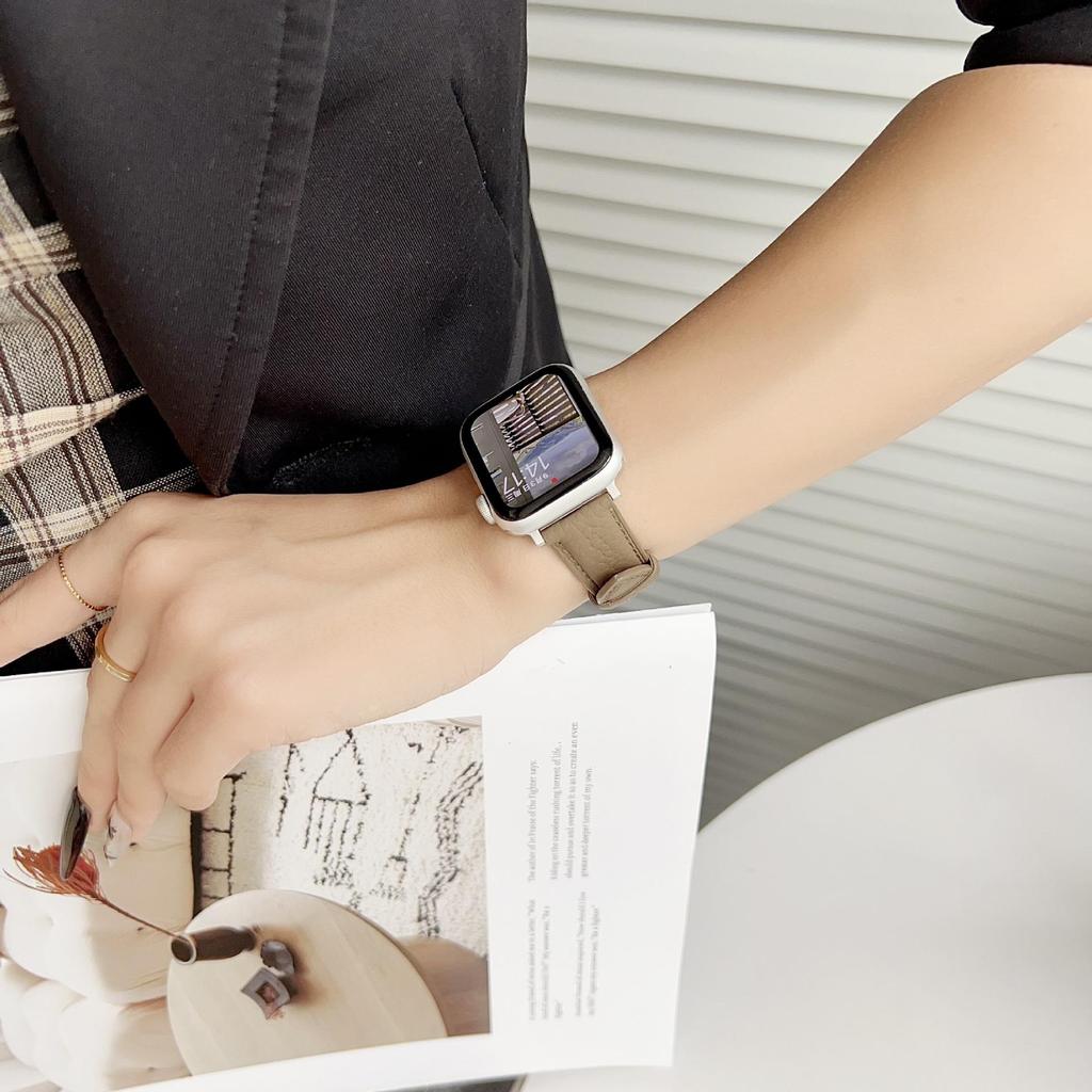 Curea compatibilă din piele pentru Apple Watch S10 - Model litchi, iWatch 9876, SE, Ultra
