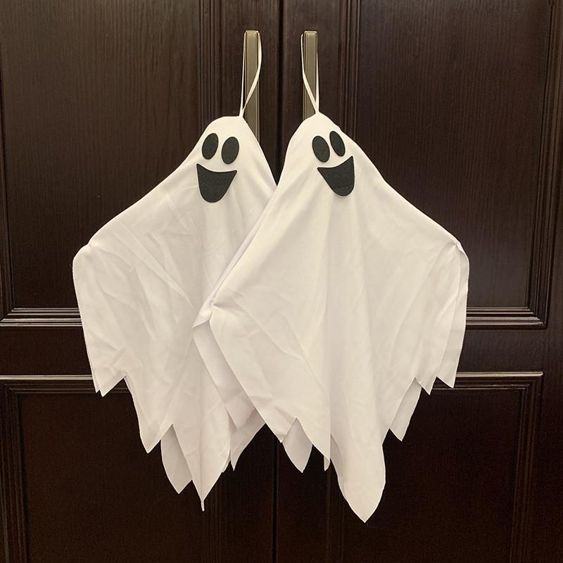 White Ghost Halloween Wall Hanging Decor With Cute Expressions For Garden Yard
