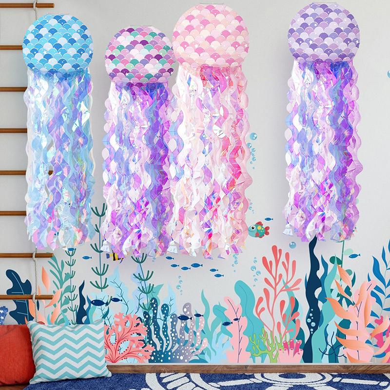Lanternă de hârtie sirenă meduză Lanternă tematică oceanică sirenă meduză pentru decorațiuni pentru petrecerea de aniversare