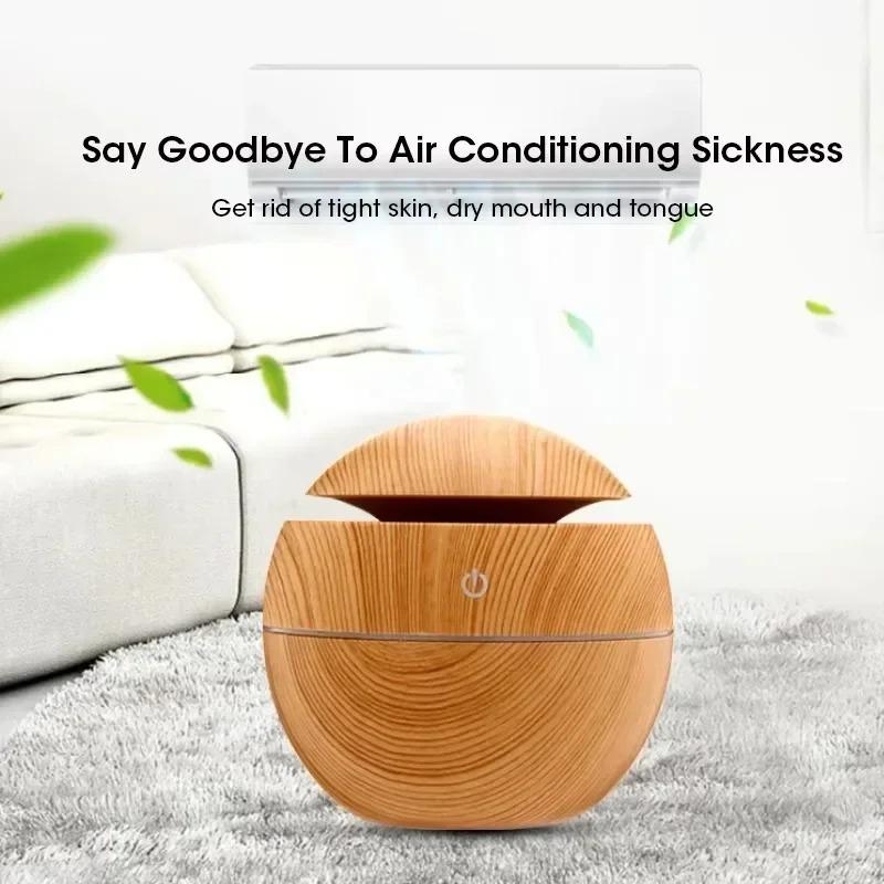 Mini Electric Humidifier for Bedroom Desktop Wood Grain USB Essential Oil Diffuser Cool Mist Sprayer Aromatherapy Air Humidifier