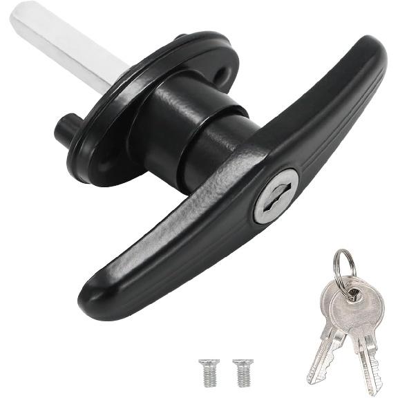 Truck Cap Locking T-Handle, Matching Set T-Handles Lock, Truck Cap Topper Camper Shell Locking T-Handle, Keyed Alike Black T-Handle Lock Kit