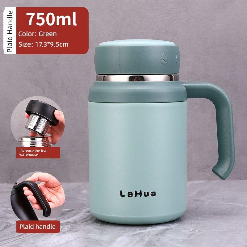 Large Capacity Vacuum Cup 316 Stainless Steel Tea Cup Men and Women Water Cup Student Cute Short Stout Big Belly Cup 1L