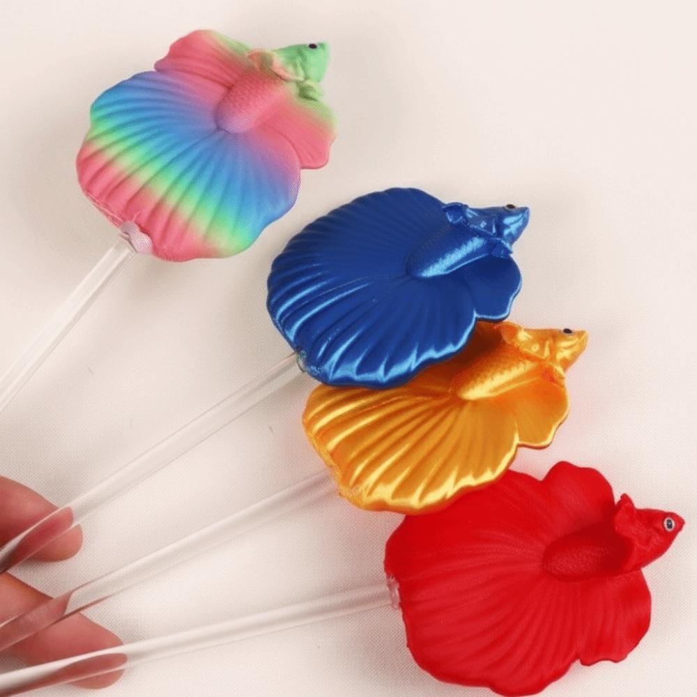 Fish Shaped Teasing Fish Stick Long Pole Simulation Betta Stick Betta Training Wand Teaser Toy