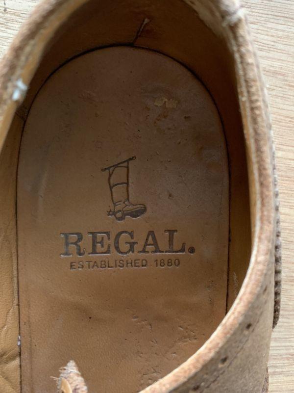 Regal Crepe Sole Nubuck Leather Full Brogue Wingtip 26 Brown Suede Finish Dress Shoes Business(USED)
